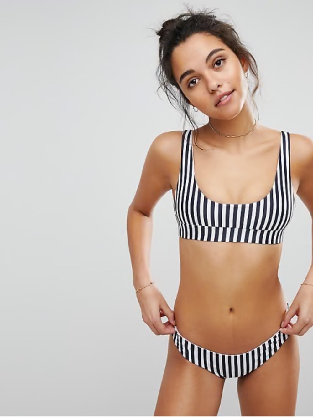 Kulani Kinis Black and White Stripe Bikini Set